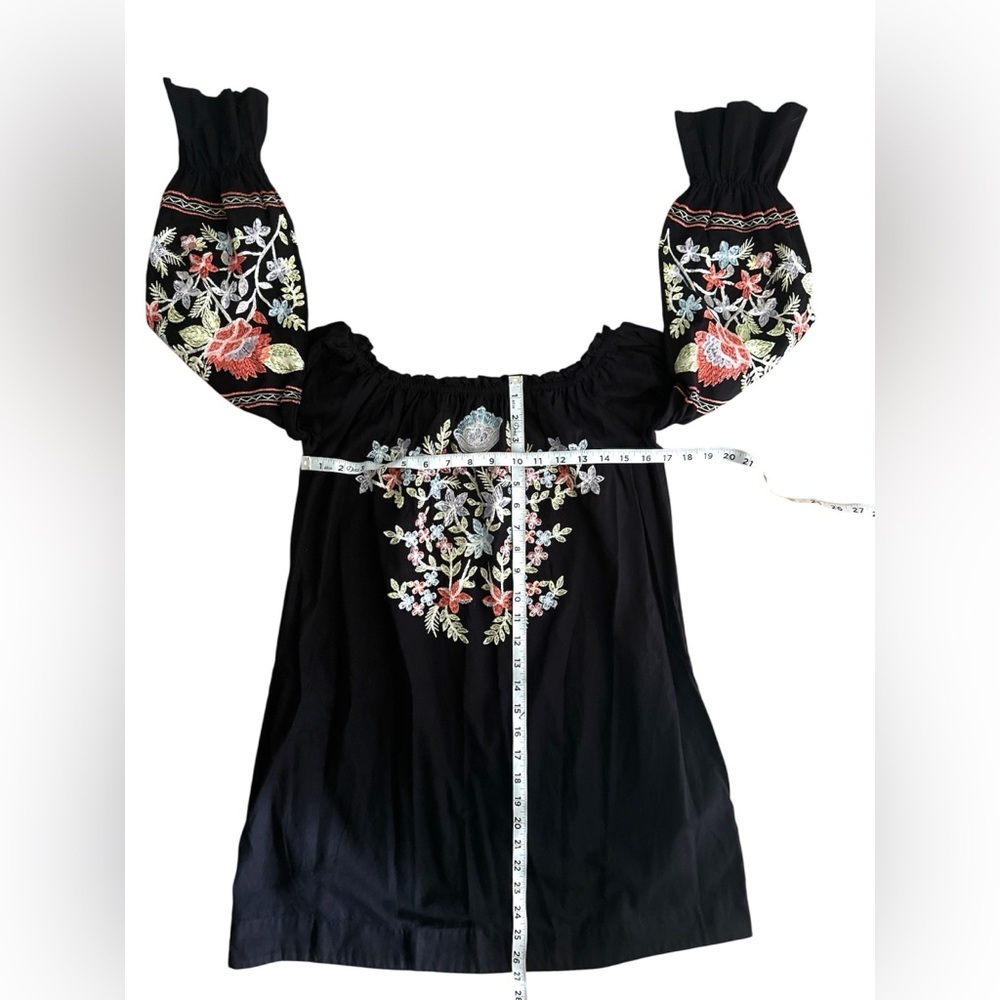 Free People Fleur Du Jour Black Floral Embroidered Off Shoulder Dress Black S - Picture 15 of 15